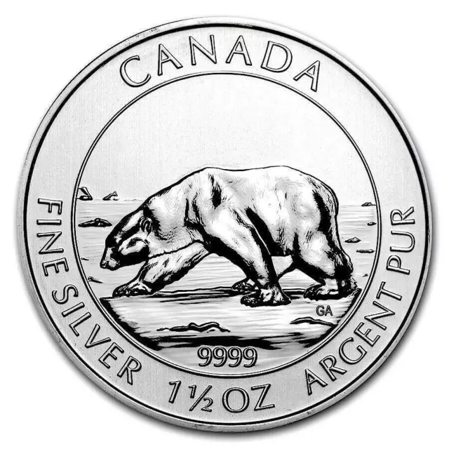 2013 Canada 1.5 oz Silver Polar Bear $8 BU .9999 Silver Coin by RCM #A611