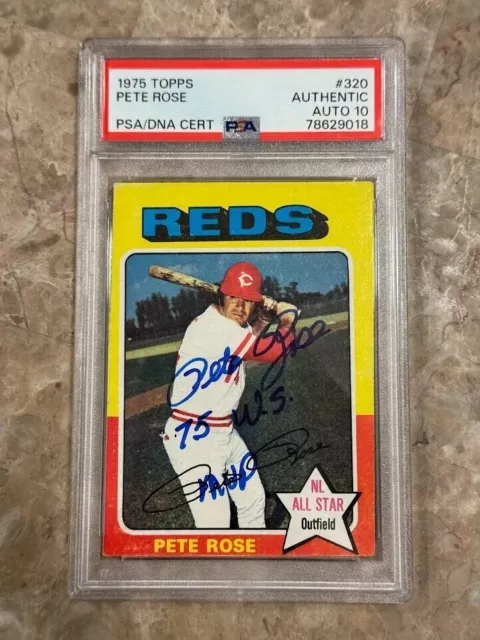 1975 Topps PETE ROSE Signed 1975 WS MVP REDS Card #320 PSA/DNA Auto Grade 10