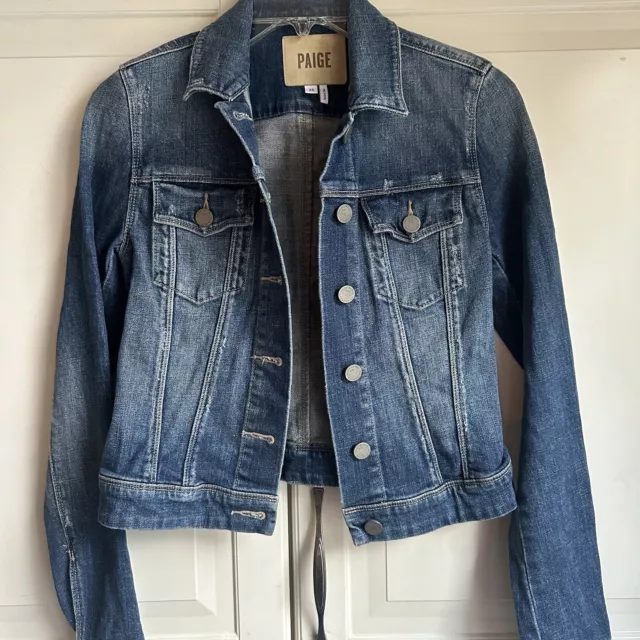 Paige Jean Jacket Womens XS Long Sleeve Blue Denim