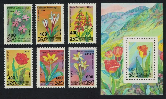 Uzbekistan Flora Flowers 6v+MS Ovpts 2015 MNH SG#916-MS922