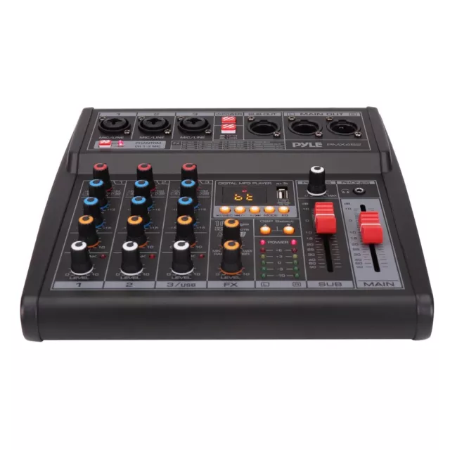 Pyle PMX462 3-Channel DJ Controller Sound Mixer w/ DSP 16 Preset Effects,