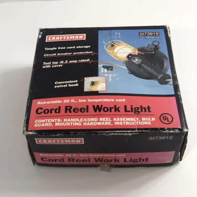 CRAFTSMAN RETRACTABLE 30FT Cord Reel and Fluorescent Work Light Lamp Model  73917 $95.00 - PicClick