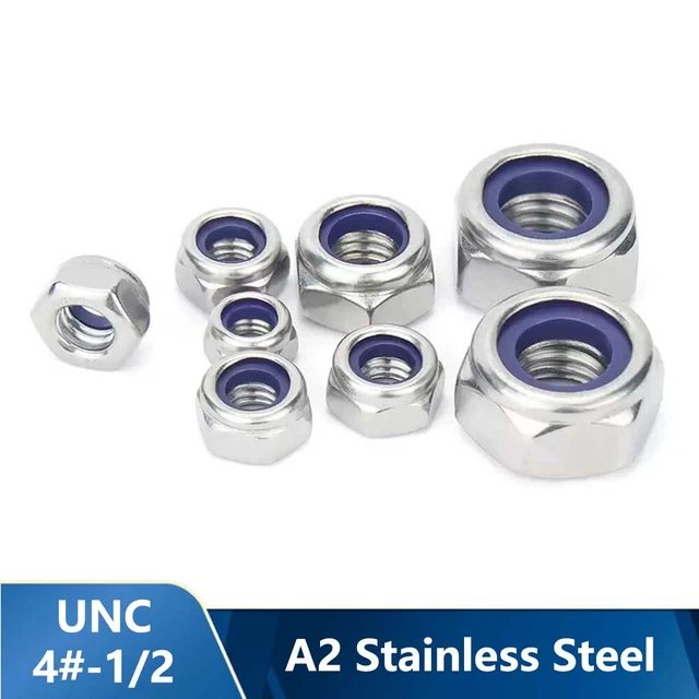 UNC A2 dadi di blocco nylon Nyloc acciaio inox 4#,6#,8#,10#,1/4,5/16,3/8,1/2