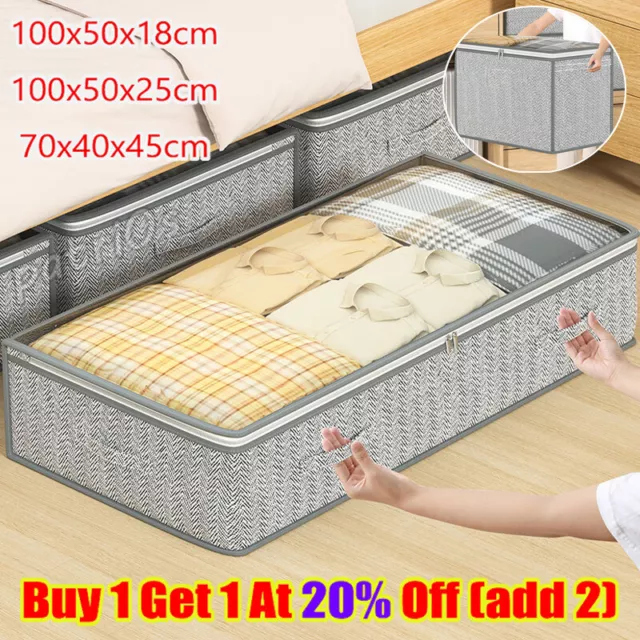 Underbed Storage Bags Clothes Zipped Organizer Under Bed Wardrobe Closet Boxes
