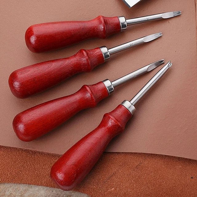 Cuchillo de biselador de borde de cuero biselador corte artesanal mango de madera herramientas hágalo usted mismo