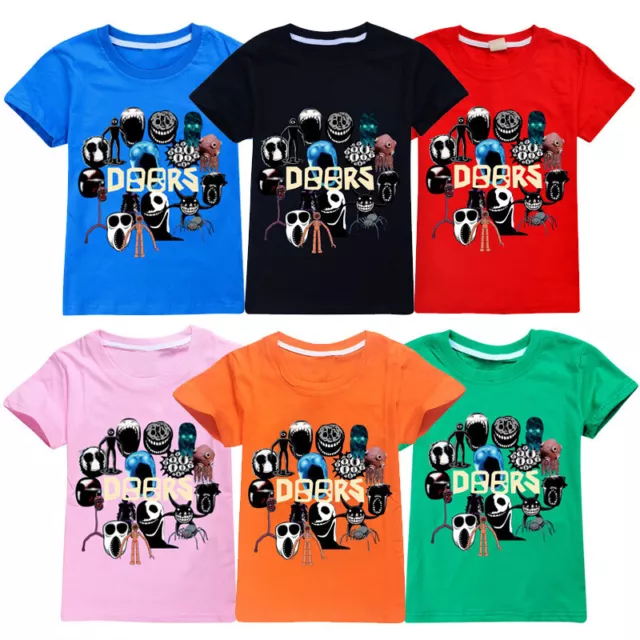 New Roblox doors Boys Girls Casual Short Sleeve 100% Cotton T-shirt Tops Gift