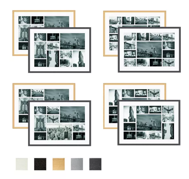 Collage Holz Bilderrahmen Galerie mit Passepartout für 10-13 Bilder  13x18 25x35