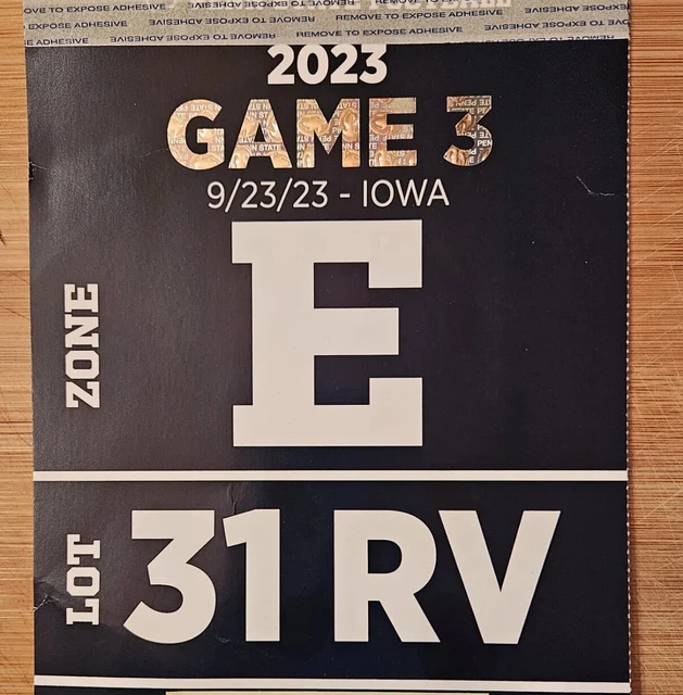 Psu/Iowa Rv Parking Pass Lot #31  9/23/23