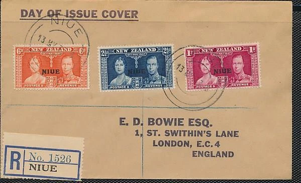 NIUE 1937 KGVI  Coronation  FDC