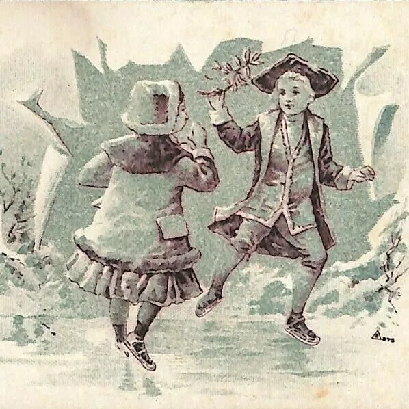 Scarce c1900 Ink Blotter Charles H. Howell Insurance Sanford, ME Kids Skating