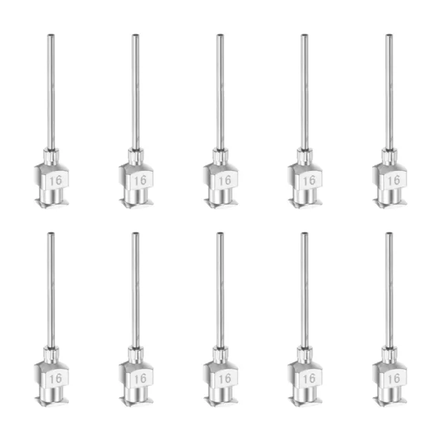 10pcs 16G Inox Acier Distribution Aiguille 1" Colle Aiguille Tube Emoussé