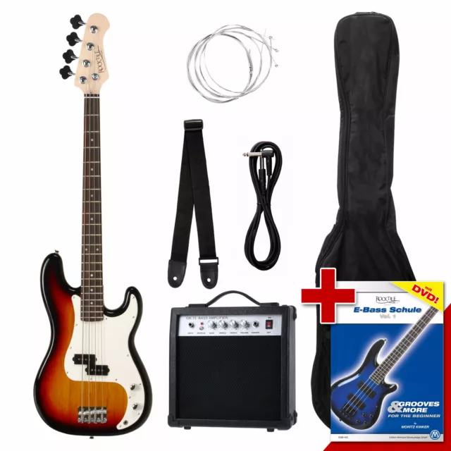 Pack Basse Electrique Guitare Perci PB-Style Set Amplificateur Housse Sunburst