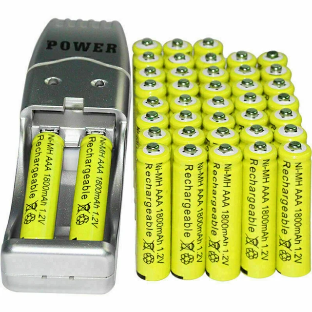 48 AAA BATTERY batteries Bulk Rechargeable NIMH 1800mAh 1.2V Yel + USB