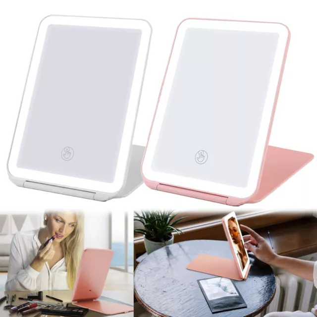 Travel Makeup Mirror With 3-Color LED Lighting USB Rechargeable Beauty Mirror UK