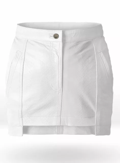 Femmes Véritable Peau D'Agneau Pure Jupe Cuir Blanc Doux Court Créateur -TWS186