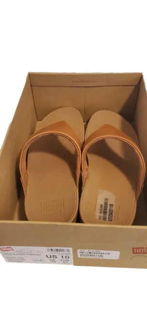 Fitflop Womens Sz 10  Lulu Leather Toe Post Sandals Light Tan