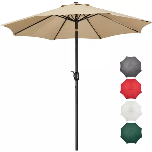 Garden Parasol Patio Table Umbrella Outdoor Sun Umbrella with Crank Handle 2.7m