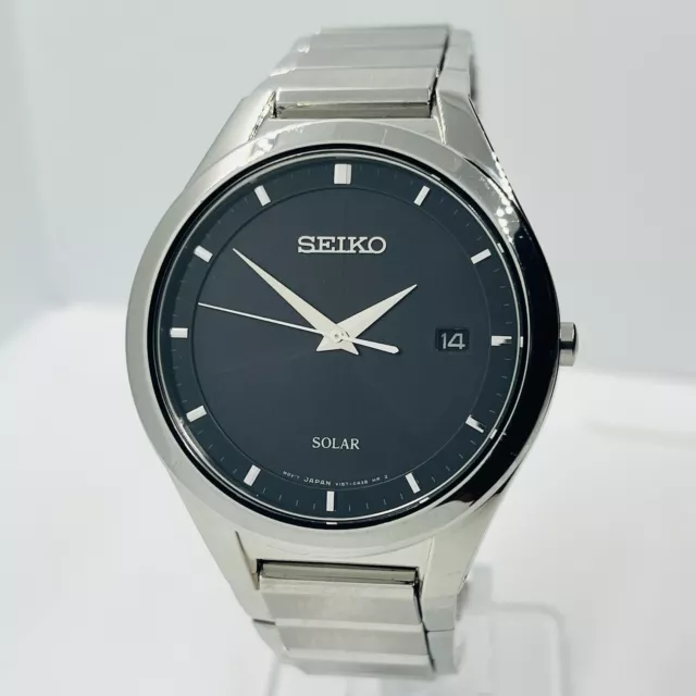 Seiko Men’s Solar Black Dial 5ATM Stainless Steel Silver 39mm Watch SNE241