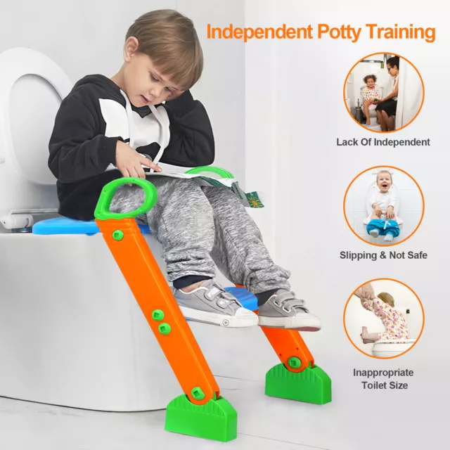 Kids Potty Training Seat with Step Stool Ladder Child Baby Toddler Toilet Chair