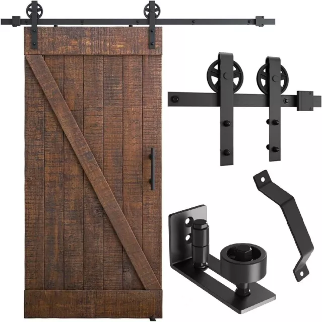 Barn Door Hardware 6.6 ft Sliding Round Type 5 Tracks Set with Handle & Roller