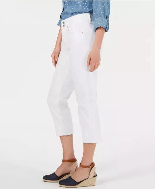 NWOT Kut From The Kloth Cuffed Capri White Jeans Sz 6 NWOT