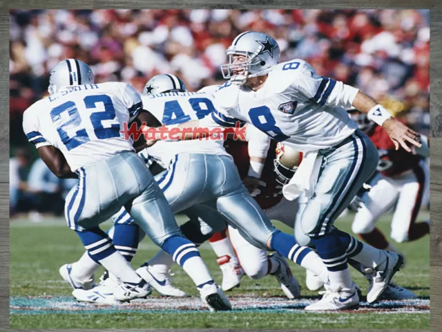 NFL Dallas Cowboys Troy Aikman Emmitt Smith Color Game Action 8 X 10 Photo Pic
