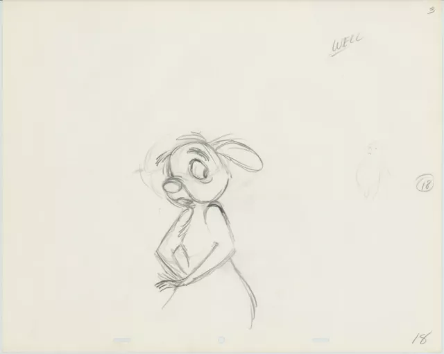 Winnie the Pooh Rabbit Walt Disney Production Animation Cel Drawing b3240