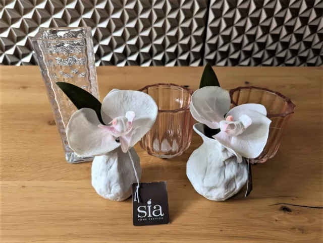 NEU SIA HOME FASHION Orchideen Kunstblumen Blumen Vase f.I. domicil impressionen