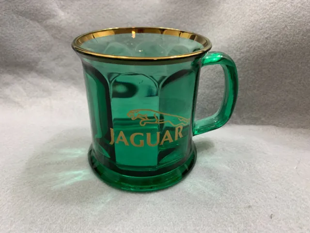 Vintage Jaguar Green Glass Mug Cup