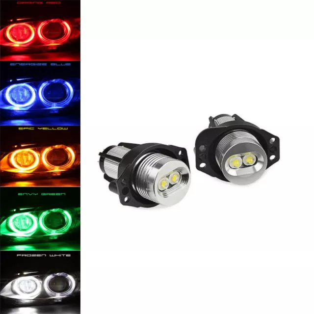 Pour BMW E90 E91 LED Angel Eyes Phares 10W Blanc/Rouge/Bleu/Ambre/Vert