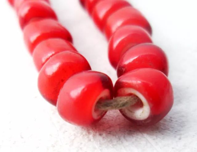 RARE! Antique Chin Hill Tribe White Heart Venetian Glass Trade Bead Necklace