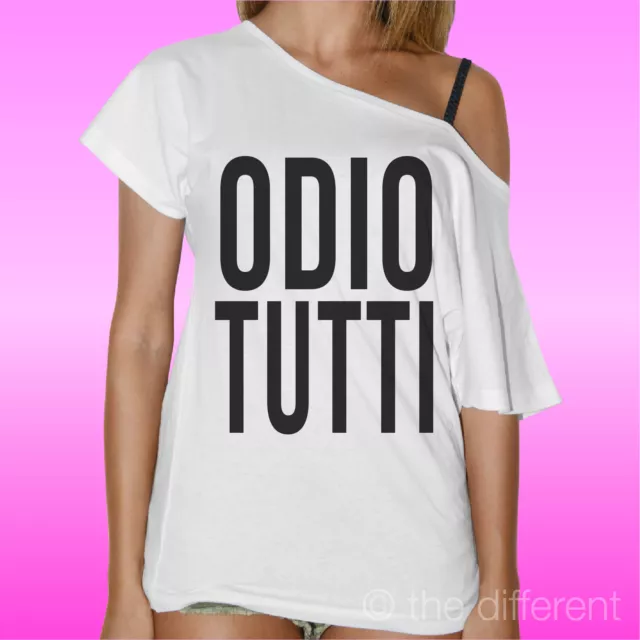 T-Shirt Donna Collo Barca Maglia " Odio Tutti " Road To Happiness