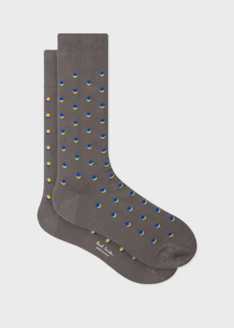 BNWT £22 Paul Smith Grey Mixed Polka Dot Socks One size