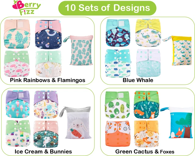 14pc Set Cloth Diaper Pocket & All-in-one AOI Pack Liner Wet Bag Mixed Insert 3