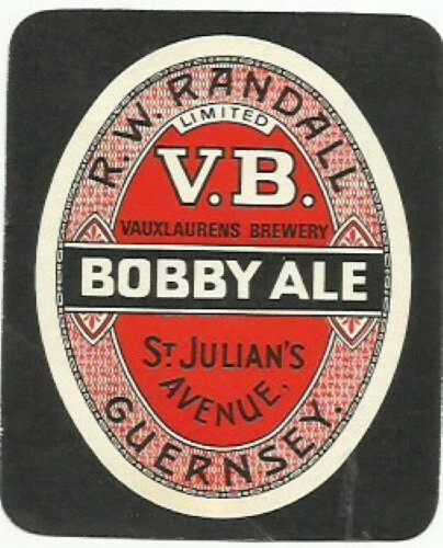 Randalls Brewery Guernsey VB Bobby Ale Beer Bottle Label