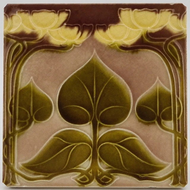 Antique Fireplace Tile Art Nouveau Floral Design T & R Boote Ltd C1906-8