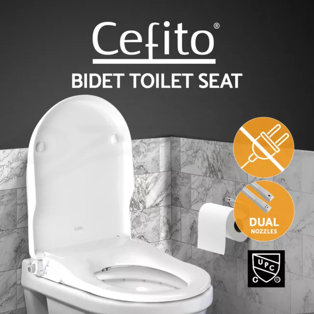 Cefito Non Electric Bidet Toilet Seat Cover Auto Smart Water Wash Dry Clean