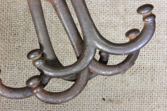 3 old Coat Hooks under shelf cup hangers farmhouse vintage 1880’s rustic 2 1/4" 5