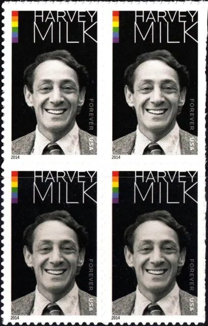 US USA 2014 Harvey Milk Block of 4 Stamps Self Adhesive Ex Sheetlet, MNH