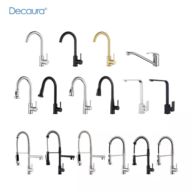 Decaura Pull Out Kitchen Mixer Sink Tap Swivel Laundry Tap Chrome/Black/Gold