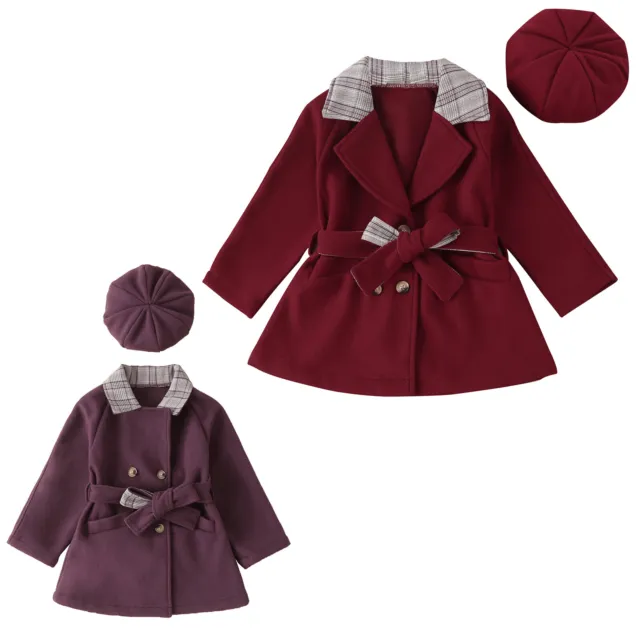 Cappotto Pea Coat invernale doppio petto doppio trincea per bambine miscela lana