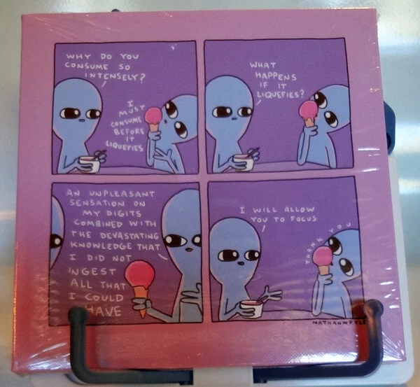 Art Wall Canvas Print 8" Ice Cream Aliens Strange Planet Nathan W Pyle NEW