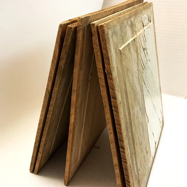 5 Antique Salvaged Wood Door Panels Reclaimed Chippy Paint - 11" x 11 1/4"