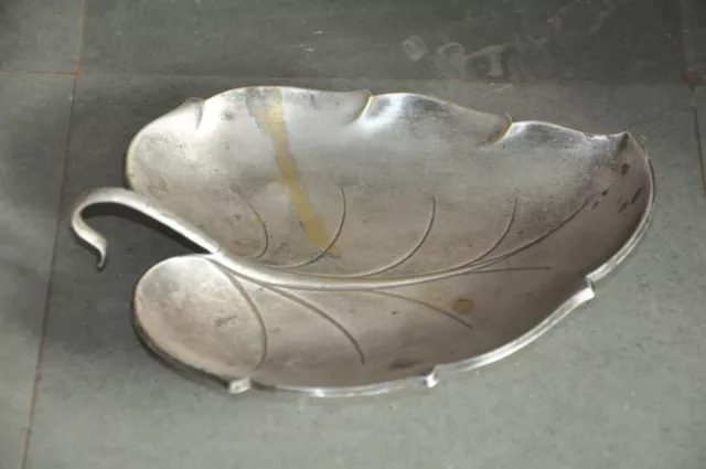 Old Brass Handcrafted Leaf Shape Nickel Plated Dry Fruit Bowl/Plate 3