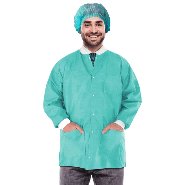 Disposable Lab Jackets Large Pack of 10 Teal Lab Jacket for Men and Women 31 PPE