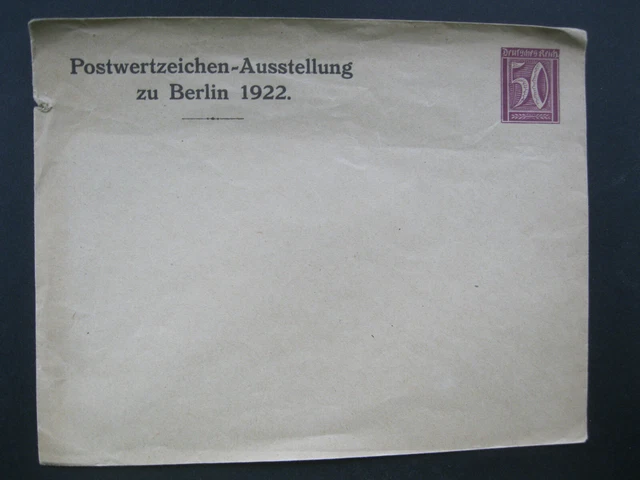 Deutsches Reich Ganzsache Brief 50 Pfg. Postwertzeichen-Ausstellung Berlin 1922