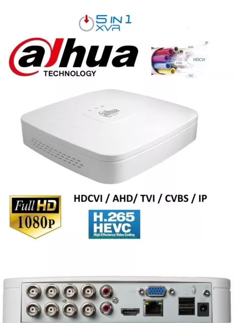 XVR DVR IBRIDO CLOUD DAHUA 5in1 AHD CVI TVI CVBS IP 8 CANALI UTC FULL HD P2P