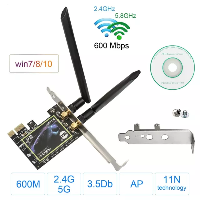 WLAN Karte Empfanger PCIe Adapter 600-Mbit 2,4 GHz / 5 GHz Dualband PCI Express