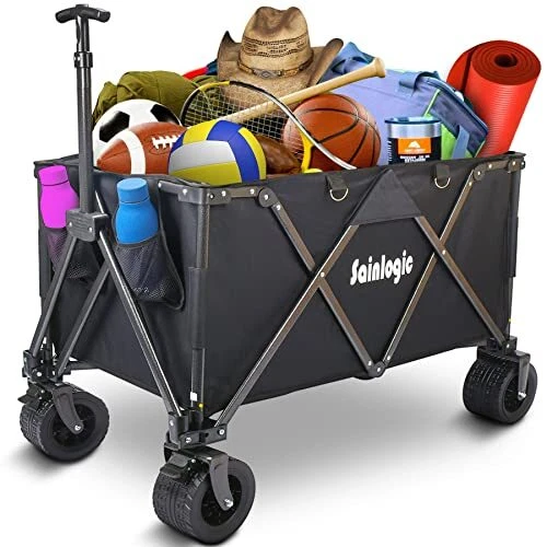 [5 Year Warranty]  280L Collapsible Folding Wagon with 330Lbs Large Capacity,