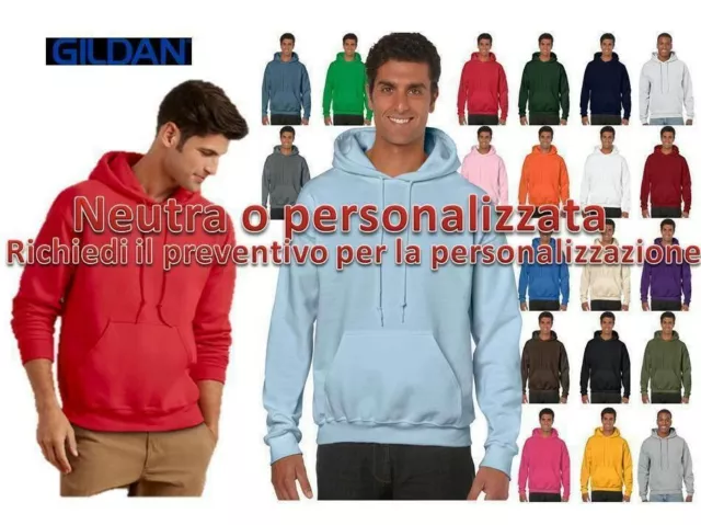 Felpa Con Cappuccio Tasche Uomo Donna Gildan Heavy Maglia Tuta Cotone felpato